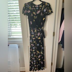 Free People Black Floral Maxi Wrap Dress